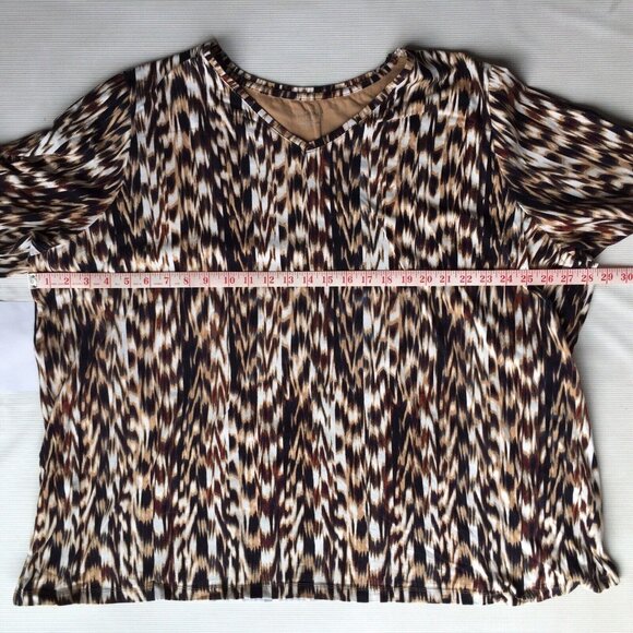 Catherines Shirt Womens 3X Top Blouse Animal Stripe Wood Nature Pattern 26/28 - Picture 5 of 12